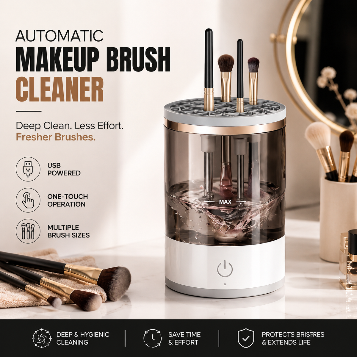 Automatic Makeup Brush Cleaner - Fast & Deep Cleaning