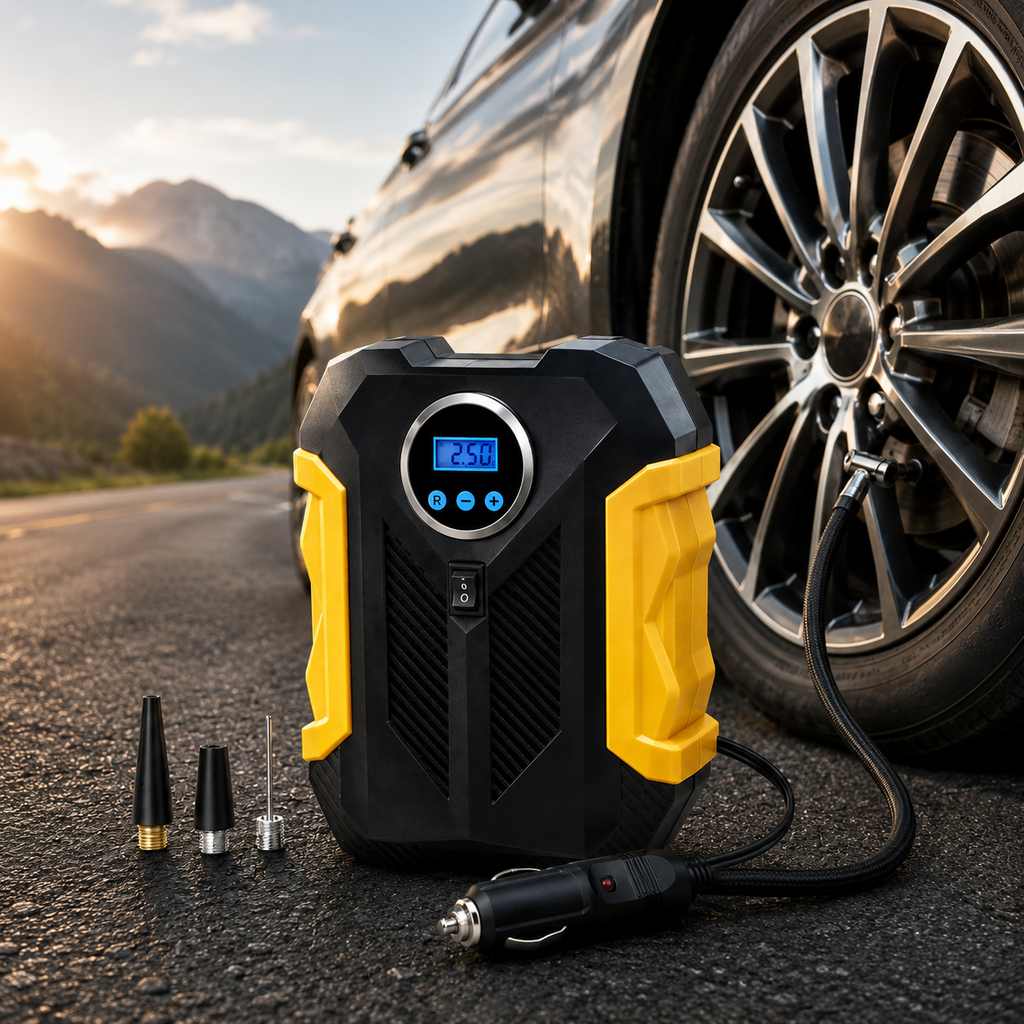 Portable Digital Tyre inflator --- 12V Electric Air Compressor or car Car & Bike