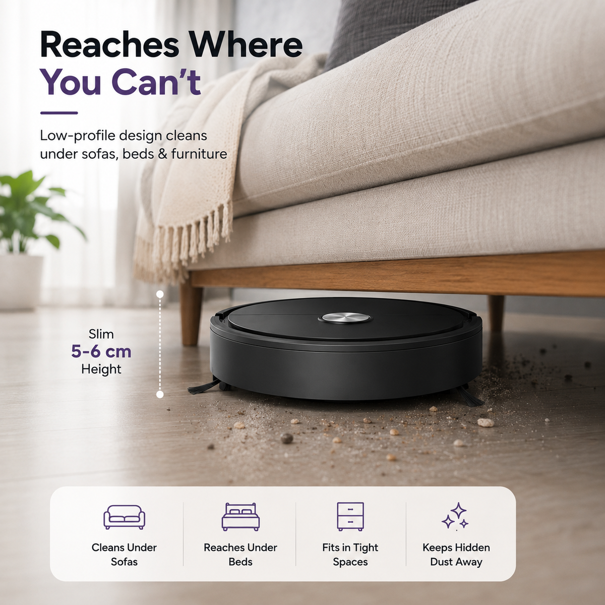 Mini 3-in-1 Robot Vacuum Cleaner --- Sweeping, suction, Mopping| Compact & Quiet