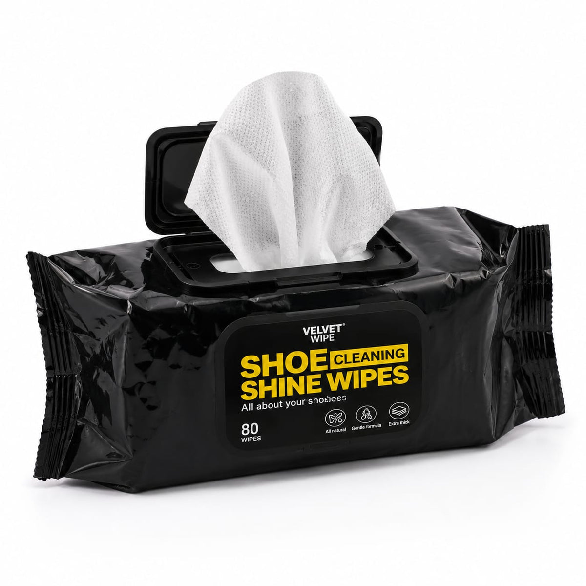 Show Cleaning Wet Wipes - 80 Pack | Instant Shoe Cleaner & Shine Wipes