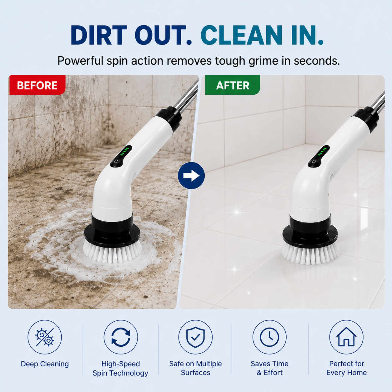 7-in-1 Cordless Electric Spin Scrubber with Extension Handle