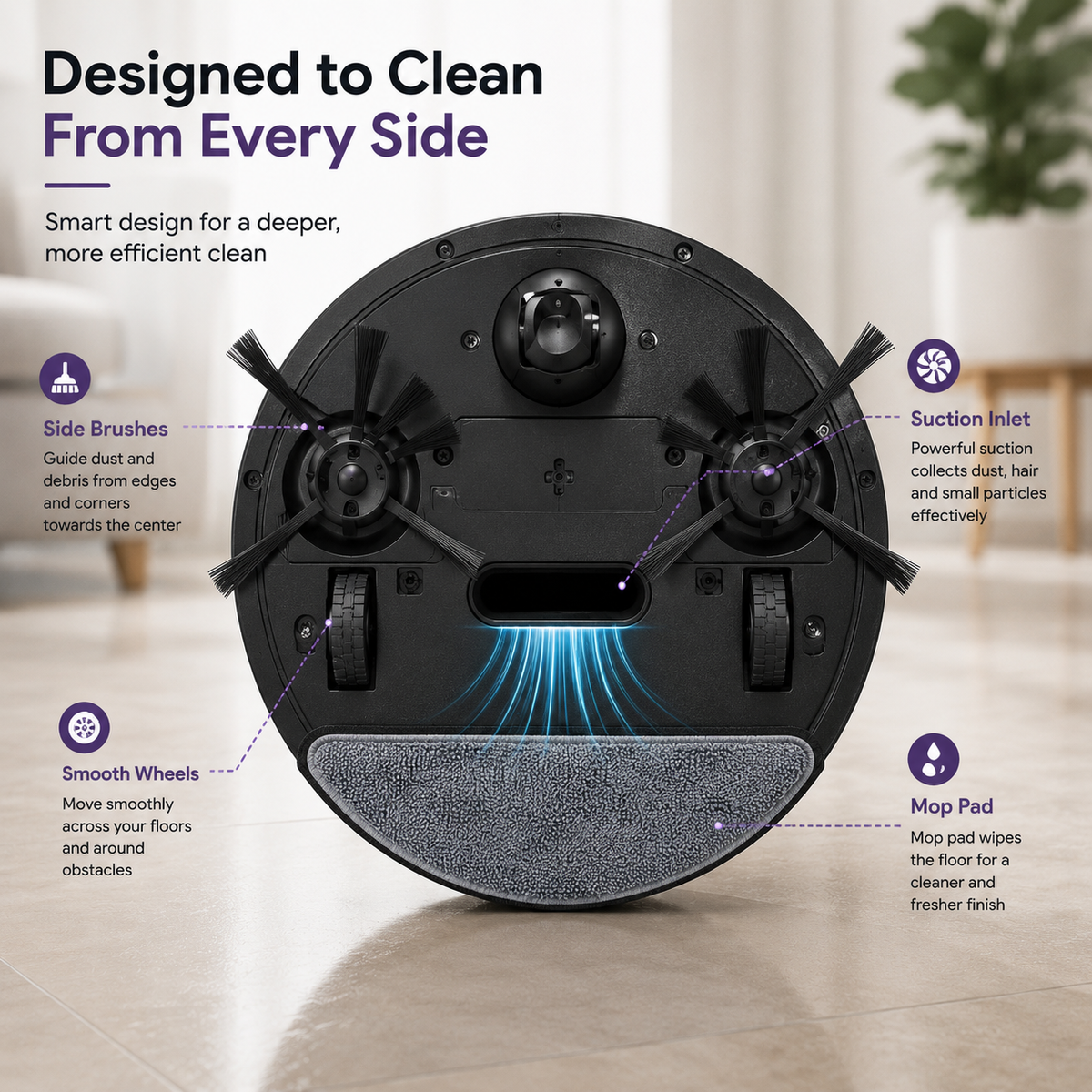 Mini 3-in-1 Robot Vacuum Cleaner --- Sweeping, suction, Mopping| Compact & Quiet