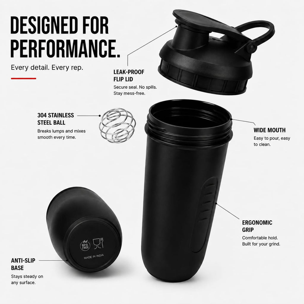 800 ML Gym Shaker Bottle - Leakproof BPA - Free Protein Shaker with Mixing Ball