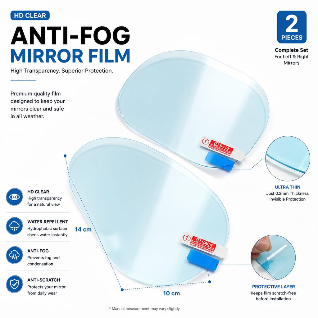 Anti-Fog Car Rearview Mirror Film --- Rainproof, Anti-Glare &  HD Clear Protective Sticker