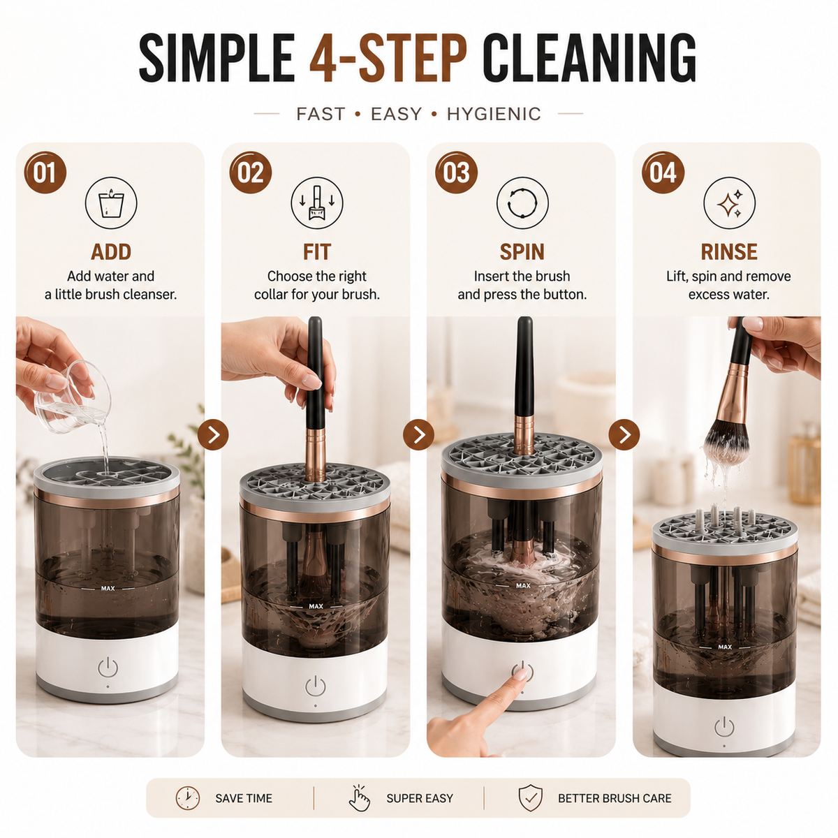 Automatic Makeup Brush Cleaner - Fast & Deep Cleaning