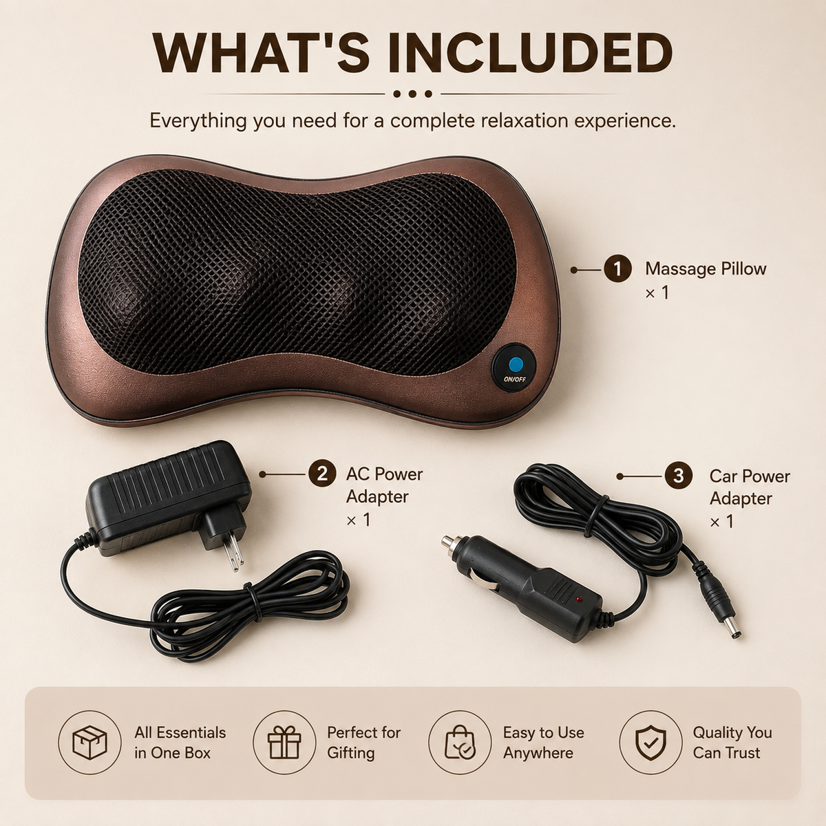Shiatsu Massage Pillow With Heat Rollers & Deep Kneading