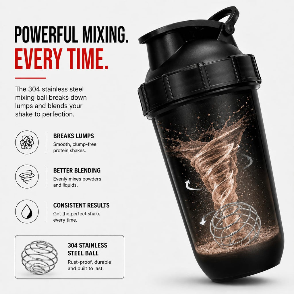 800 ML Gym Shaker Bottle - Leakproof BPA - Free Protein Shaker with Mixing Ball