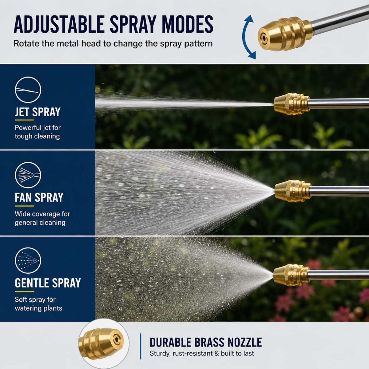 High Pressure Water Gun - Adjustable Metal Nozzle for Car Wash, Garden & Outdoor Cleaning