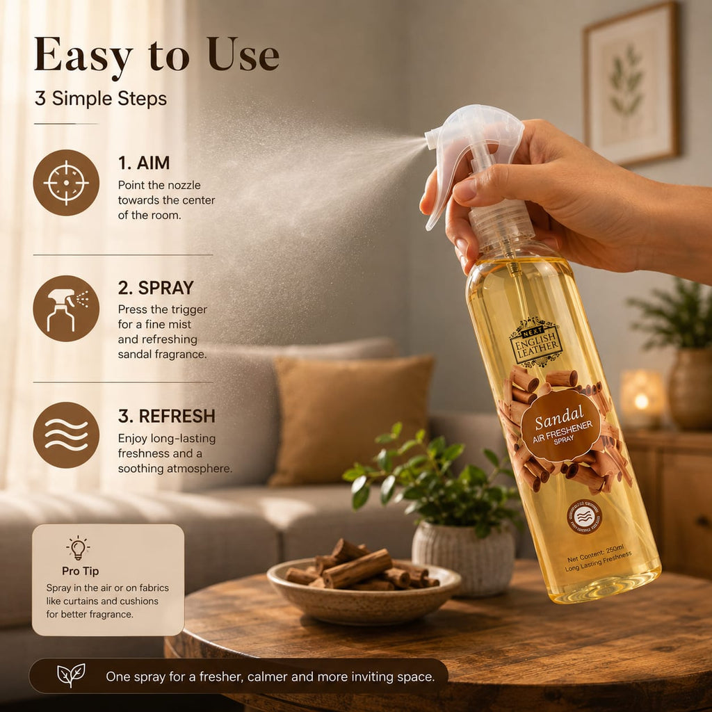 Sandal Air Freshener Spray - 250 ML | Long-Lasting Fragrance for Home, Room & Office