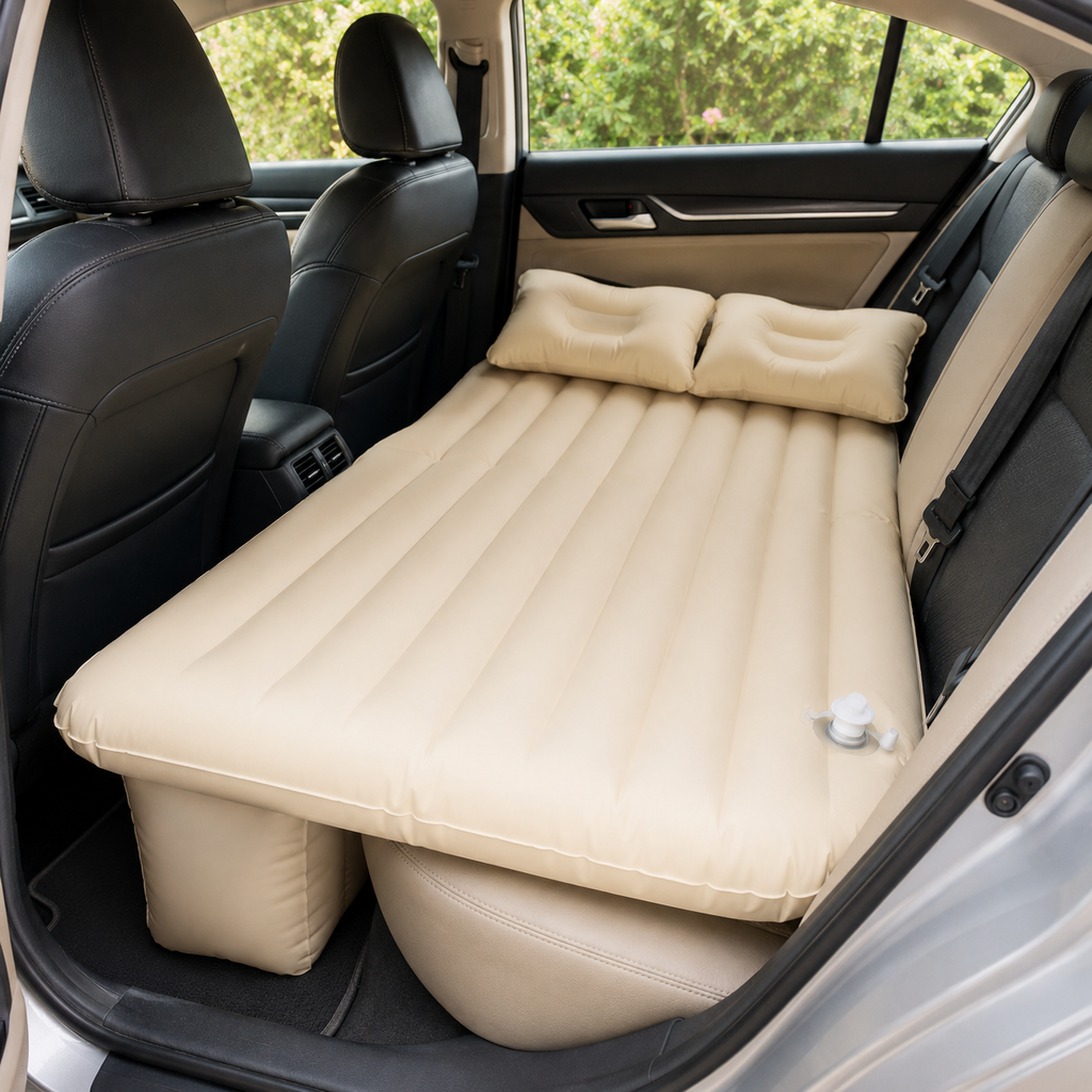 Inflatable Car Bed -- Portable Travel Mattress with Air Pump