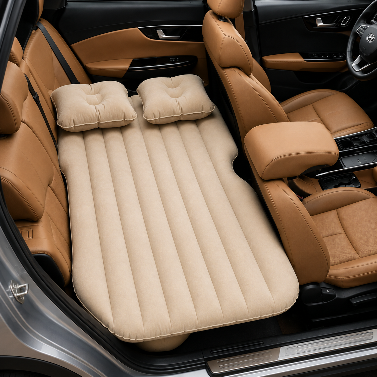 Inflatable Car Bed -- Portable Travel Mattress with Air Pump