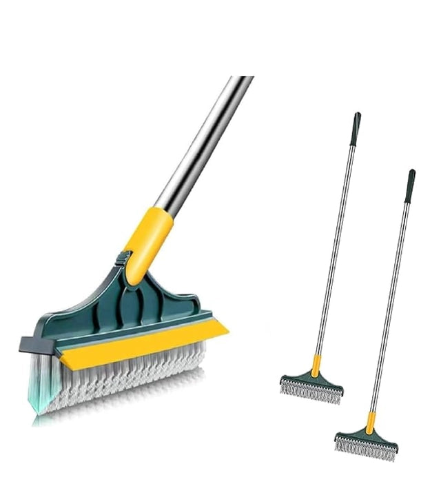 2-in-1 Floor Scrub Cleaning Brush & Wiper - Pack of 2
