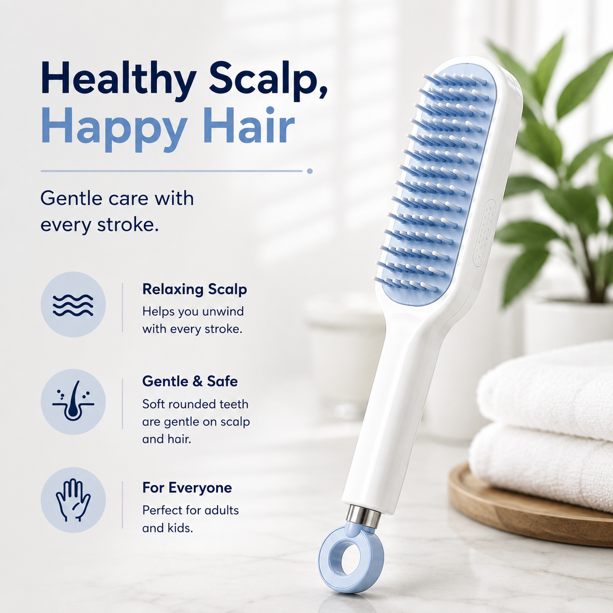 Self-Cleaning Anti-Static Massage Comb for Adults and Kids