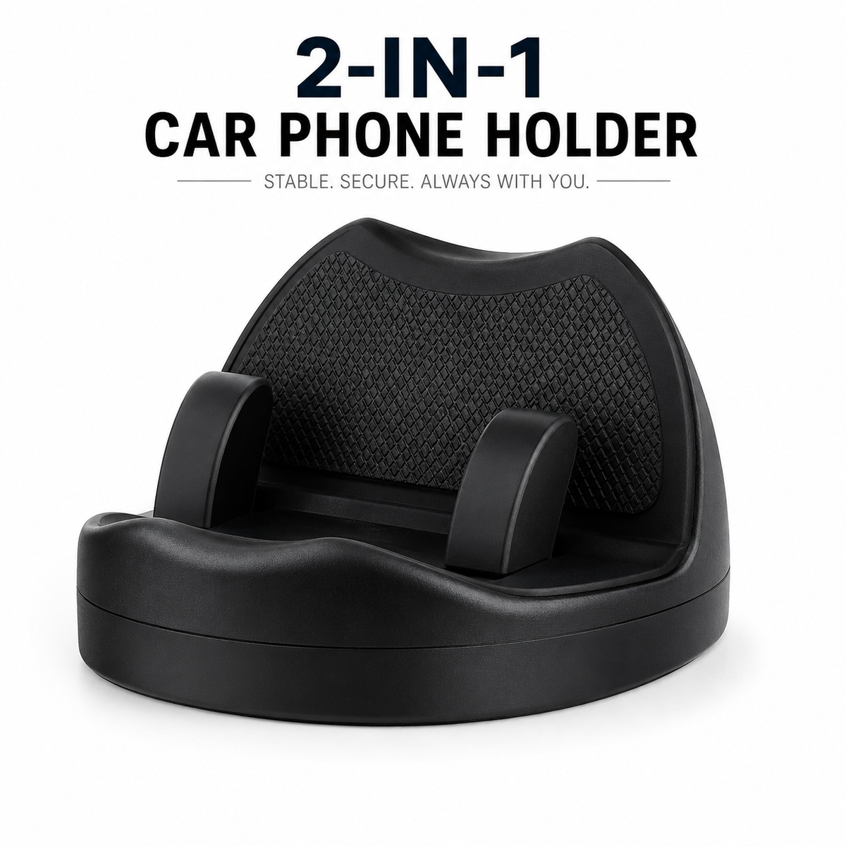 2-in-1 360° Rotatable Anti Slip Car Phone Holder | Dashboard Mount with Adjustable Viewing Angle