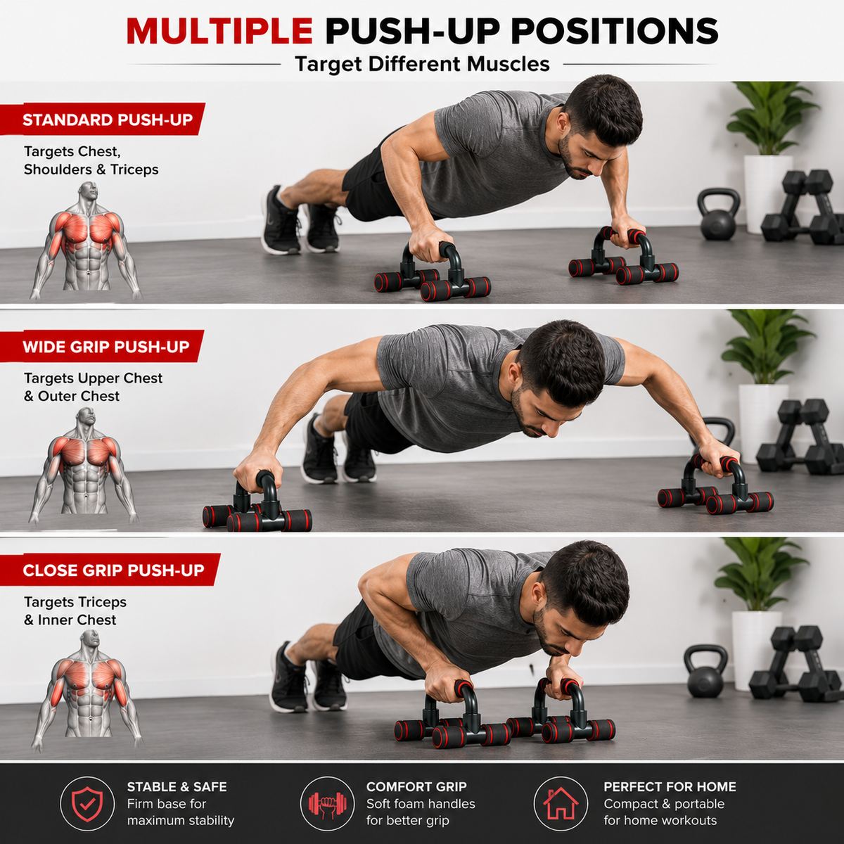 Push-Up Bars for Home Workouts - Heavy-Duty Non-Slip Push-Up Stands