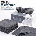 20 Pc Thick Microfiber Cleaning Cloth | Ultra Absorbent, Low-Lint & Multi-Purpose Reusable Wipes