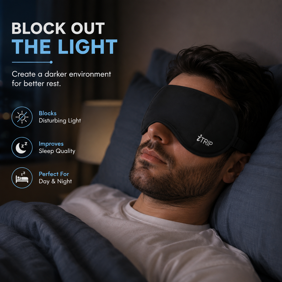 Premium Soft Sleeping Eye Mask | Light Blocking, Adjustable Strap & Comfortable Fit For Sleep & Travel