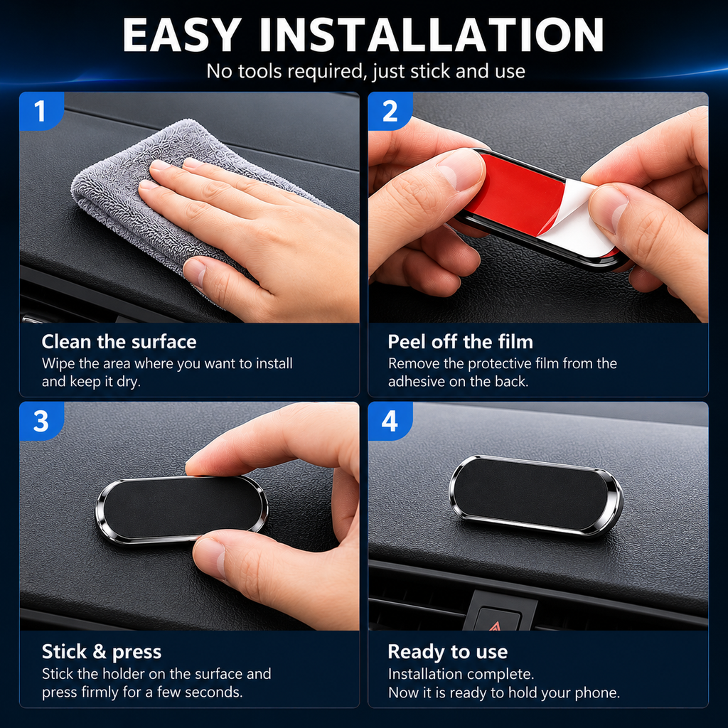 Magnetic Car Phone Holder - Mini Strip Shape Stand