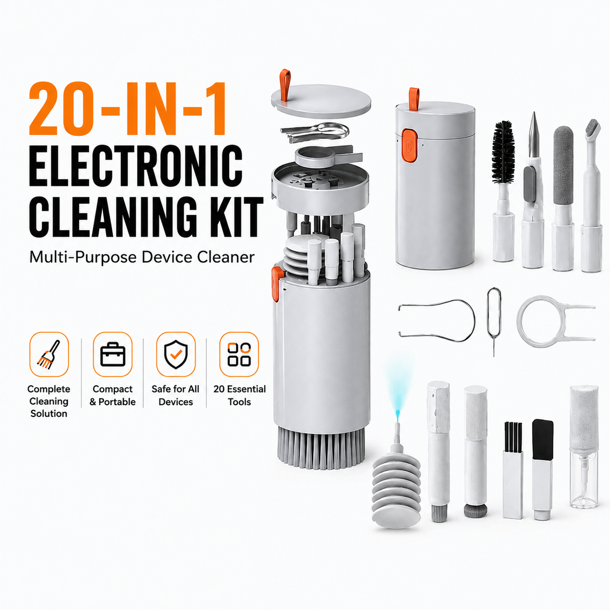20 in 1 Electronic Cleaning Kit | Multi-Purpose Device Cleaning Tool Set