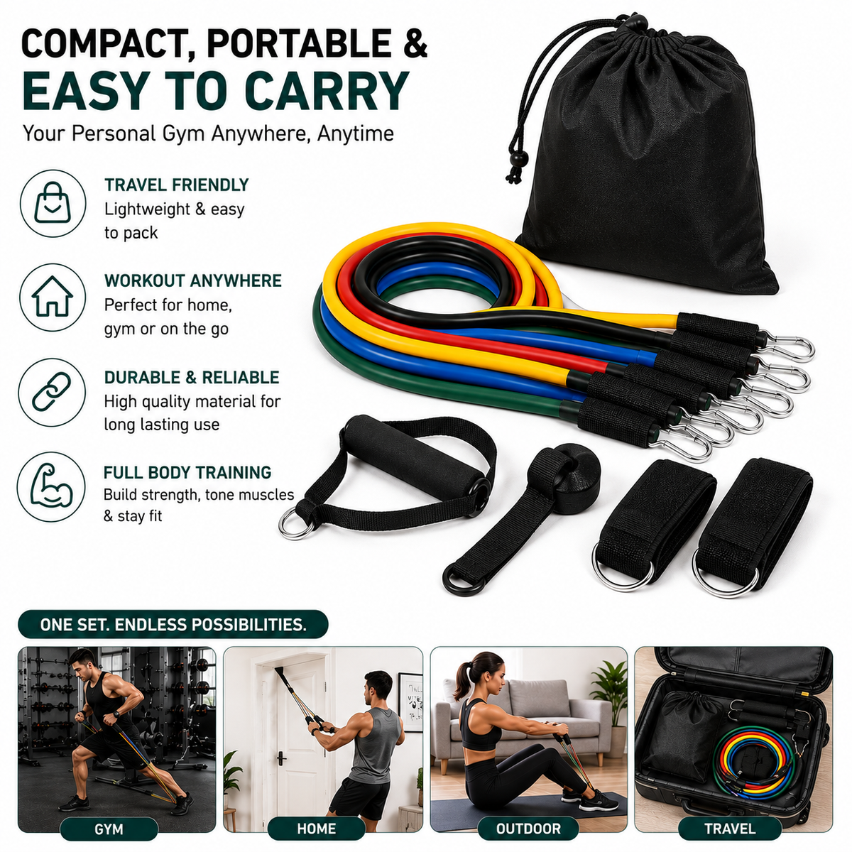 Exercise Bands Fitness Gym Resistance Bands Kit for Men Women