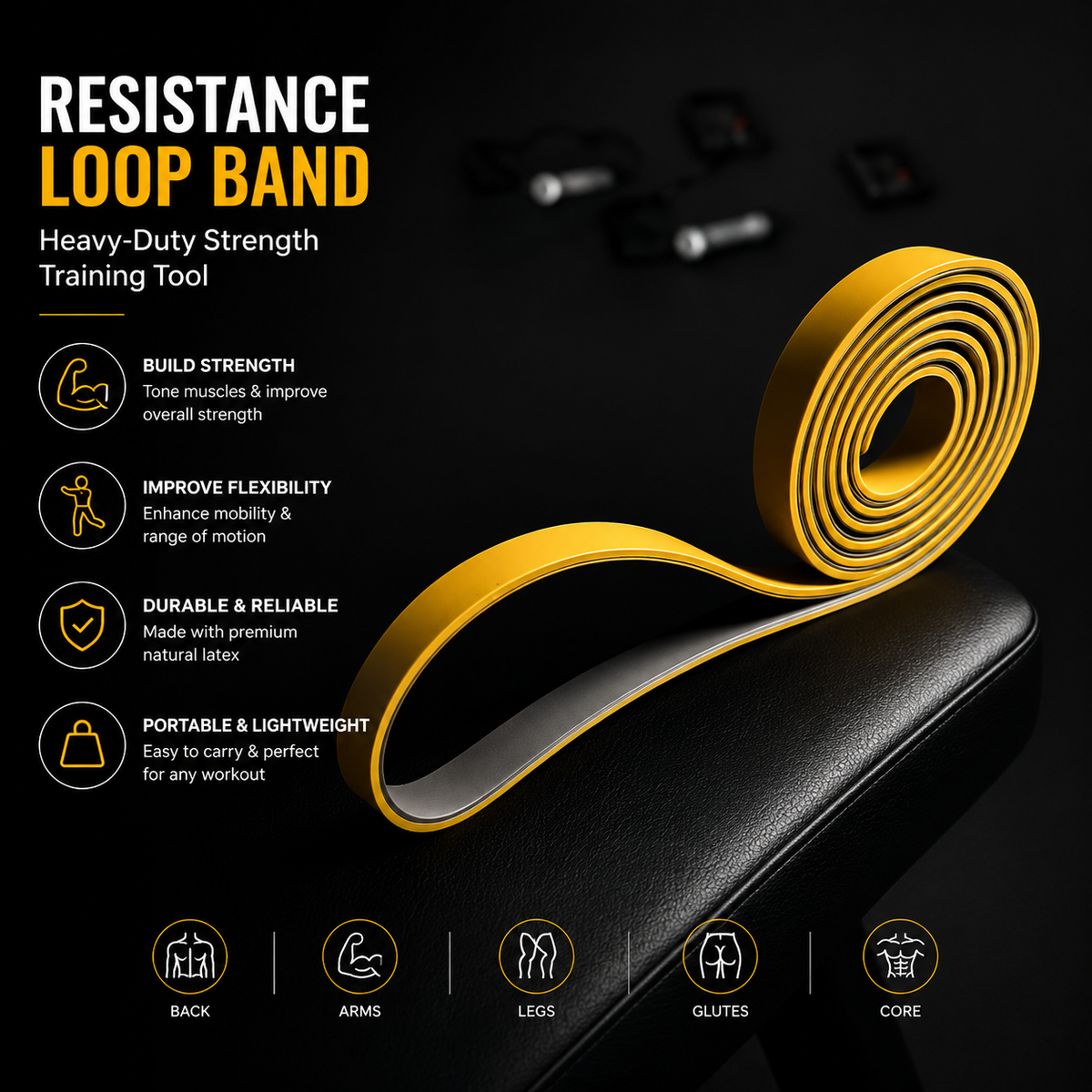 Heavy-Duty Resistance Loop Band - Natural Latex Strength & Fitness Training Band