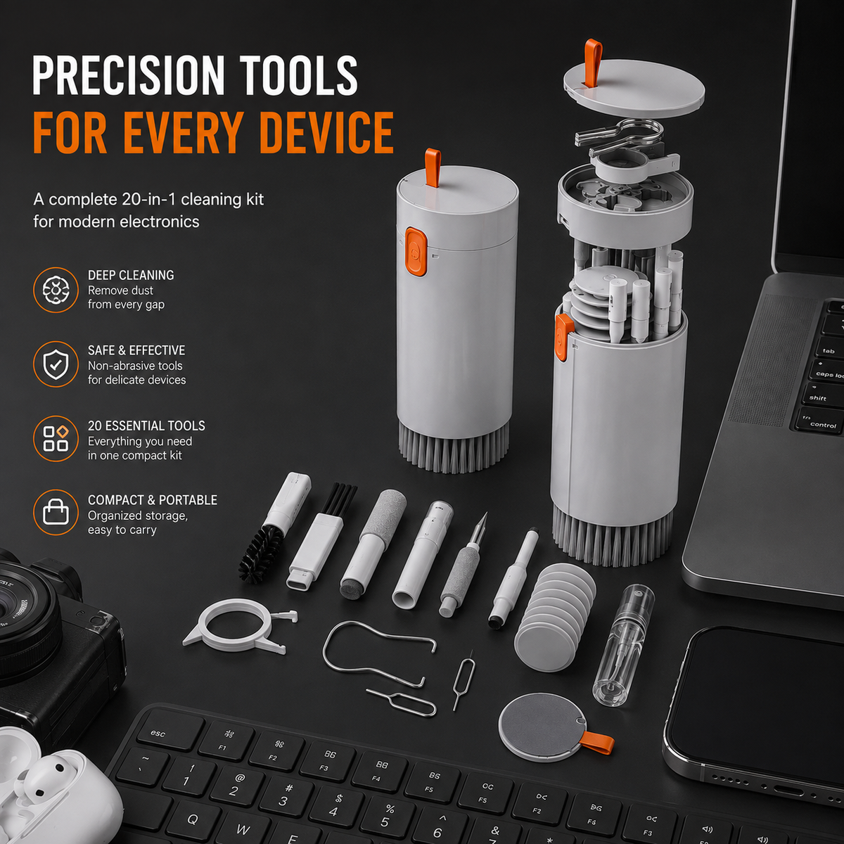 20 in 1 Electronic Cleaning Kit | Multi-Purpose Device Cleaning Tool Set