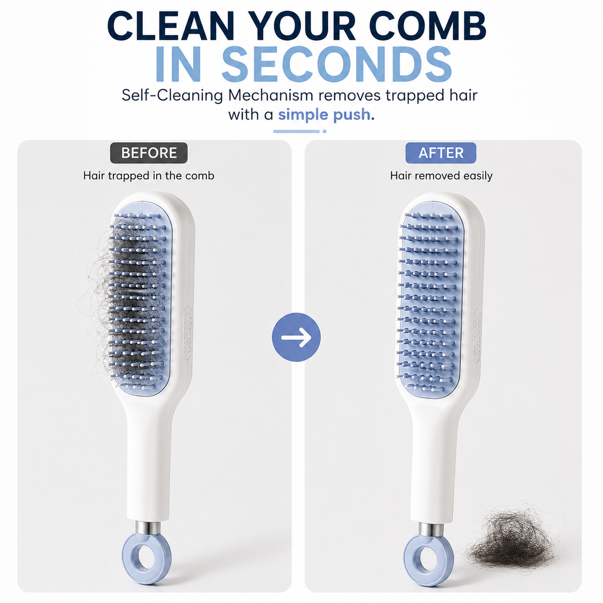 Self-Cleaning Anti-Static Massage Comb for Adults and Kids