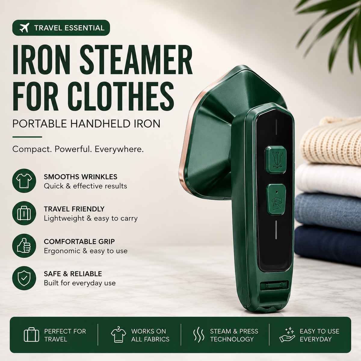Handheld Garment Steamer & Iron for Clothes