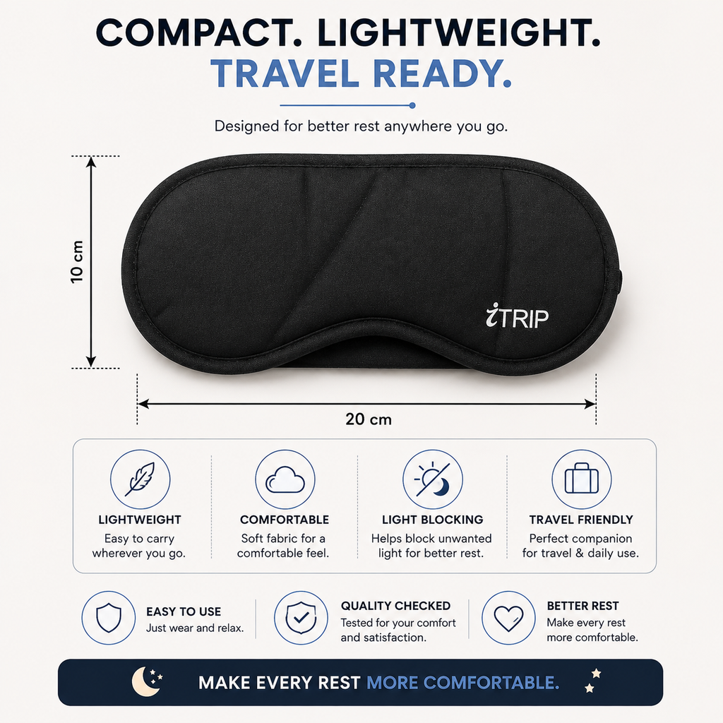 Premium Soft Sleeping Eye Mask | Light Blocking, Adjustable Strap & Comfortable Fit For Sleep & Travel
