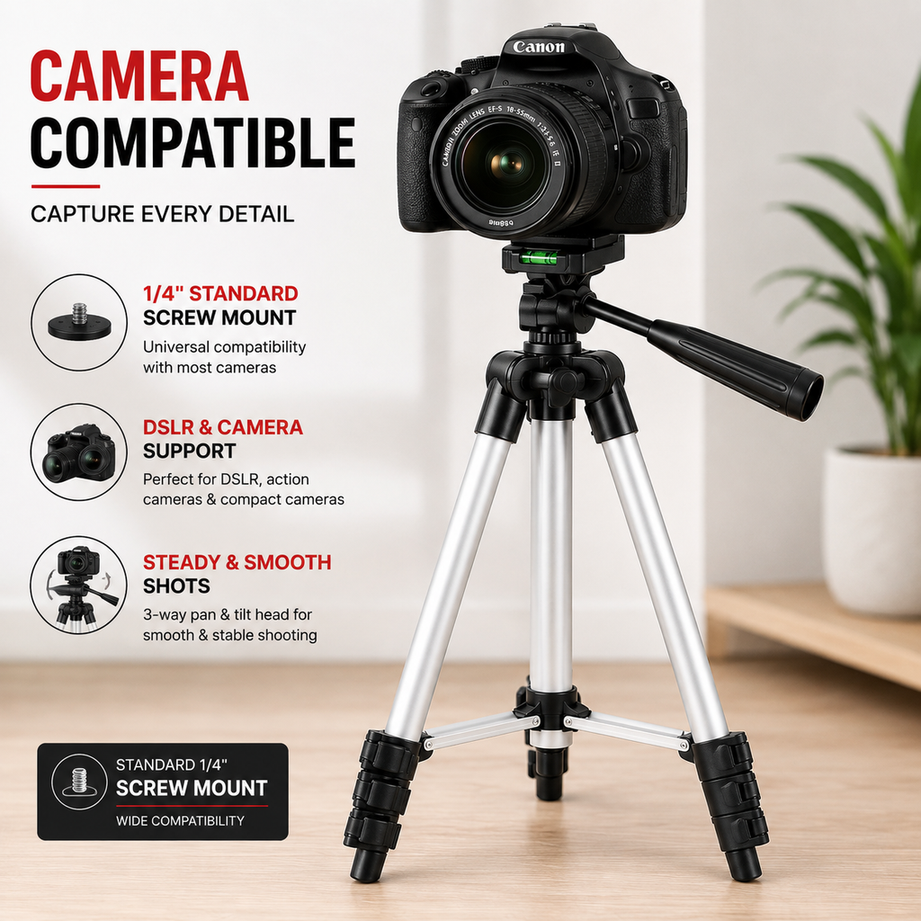 3-Way Adjustable Camera & Mobile Tripod