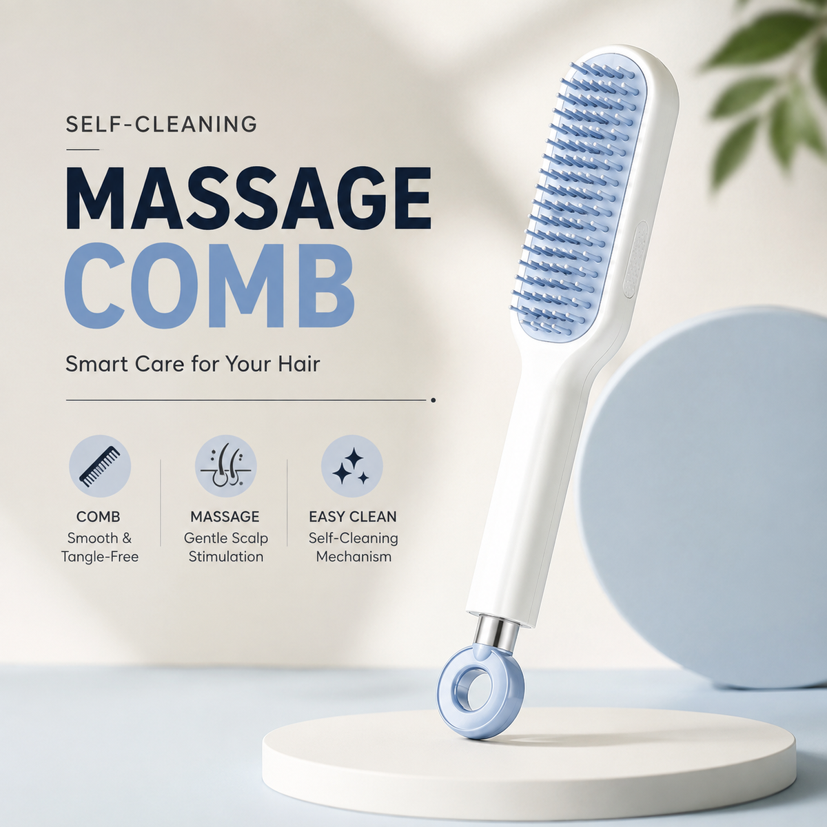 Self-Cleaning Anti-Static Massage Comb for Adults and Kids