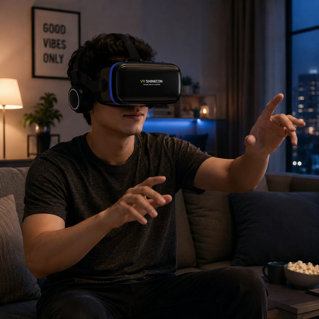 VR Shinecon 3D Virtual Reality Headset With Integrated Headphones - Adjustable Focus & 60 - 70mm IPD | 4.7" - 6.53" Smartphone Compatible
