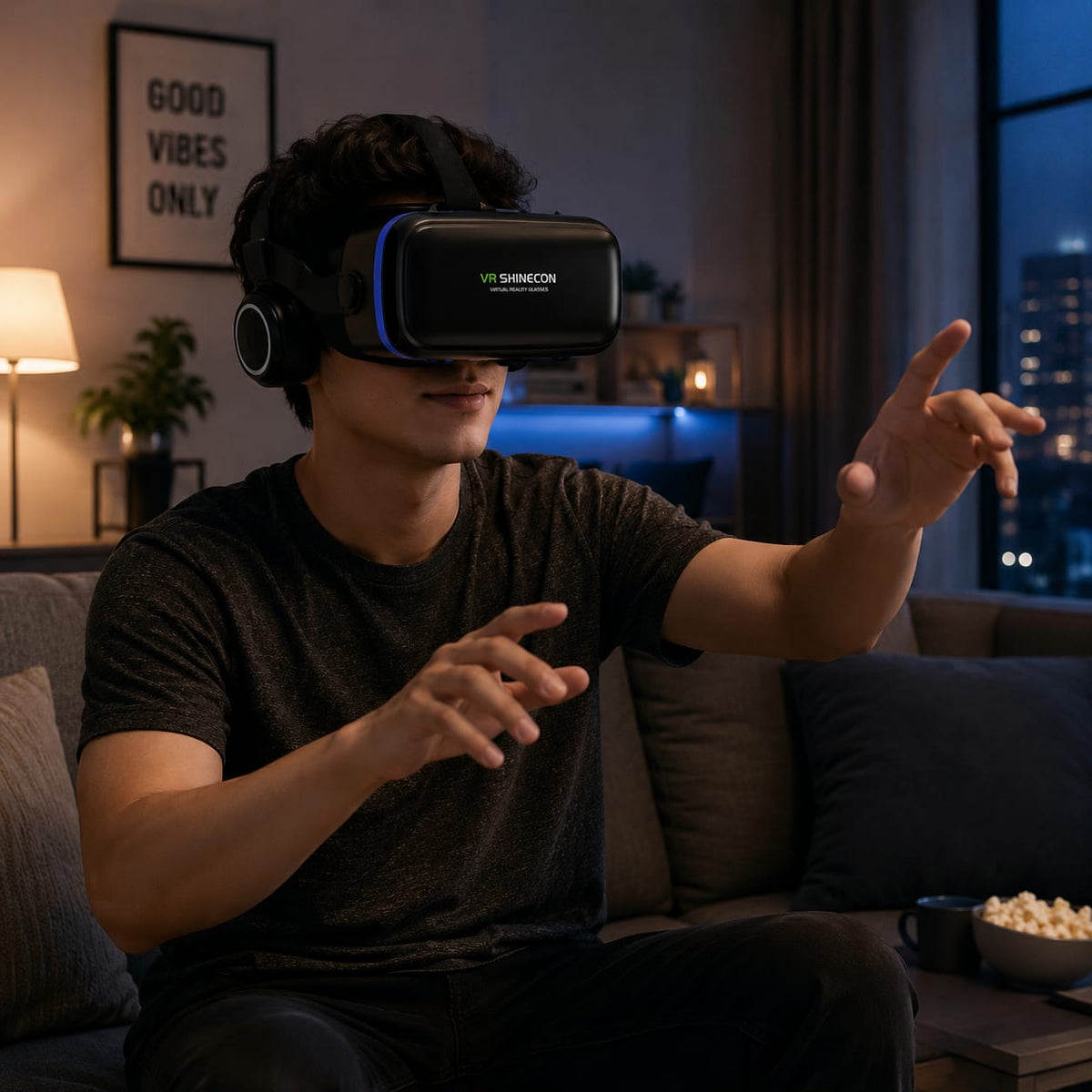 VR Shinecon 3D Virtual Reality Headset With Integrated Headphones - Adjustable Focus & 60 - 70mm IPD | 4.7" - 6.53" Smartphone Compatible