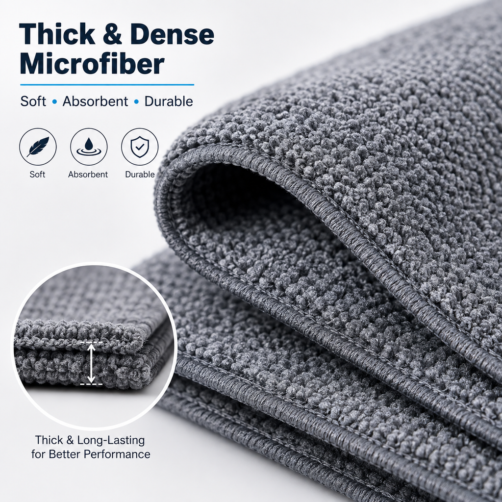 20 Pc Thick Microfiber Cleaning Cloth | Ultra Absorbent, Low-Lint & Multi-Purpose Reusable Wipes